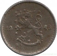 Монета 25 пенни.1943 год, Финляндия (железо).