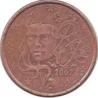 Франция. Монета 1 цент. 2007 год.  