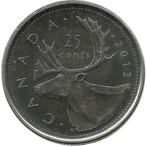 Монета 25 центов (квотер), 2012 год, Канада. 