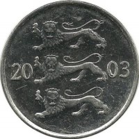 Монета 20 сенти 2003 год. Эстония.