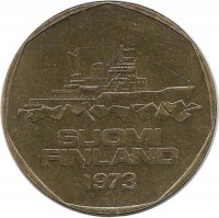 Ледокол Варма. Монета 5 марок. 1973 год, Финляндия.