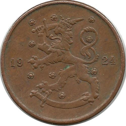 Монета 10 пенни.1924 год, Финляндия.