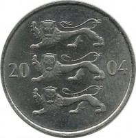 Монета 20 сенти 2004 год. Эстония.