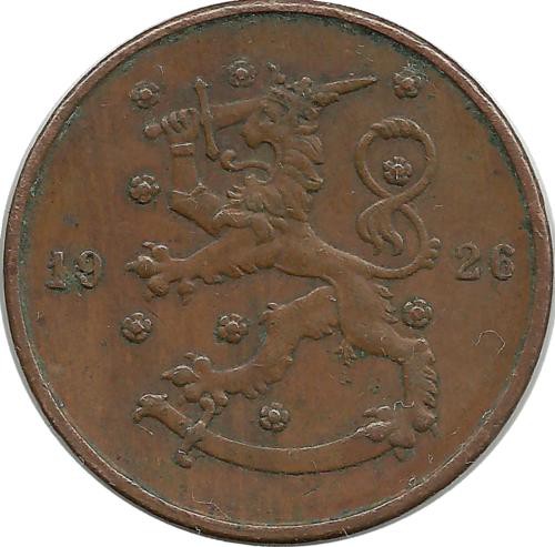 Монета 10 пенни.1926 год, Финляндия.