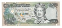 Багамские острова.  Банкнота  50 центов. 2001 год.  UNC. 