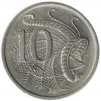 Лирохвост.  Монета 10 центов. 1978 год, Австралия.