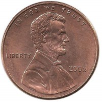 Линкольн. 1 цент 2006г. Филадельфия , CША.