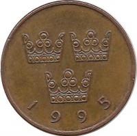 Монета 50 эре. 1995 год, Швеция. (B).