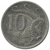 Лирохвост.  Монета 10 центов. 1999 год, Австралия.