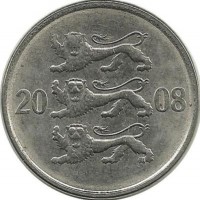 Монета 20 сенти 2008 год. Эстония.