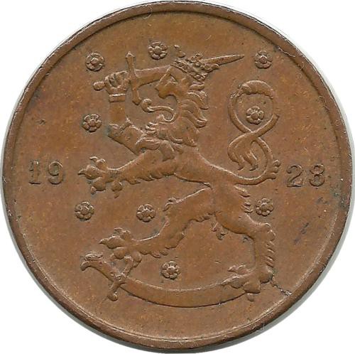 Монета 10 пенни.1928 год, Финляндия.