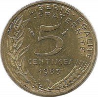 5 сантимов. 1983 год, Франция.