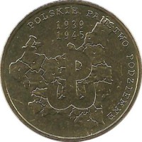 70-ая годовщина создания польского подполья.  Монета 2 злотых, 2009 год, Польша.