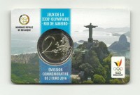Монета 2 евро. 2016 год, Бельгия. Летние Олимпийские игры 2016 в Рио-де-Жанейро. UNC.