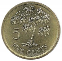Растение Маниок. Монета 5 центов. 2007 год,Сейшельские острова. UNC.