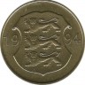 75-летие Банка Эстонии. Монета 5 крон, 1994 год., Эстония. (Отметка "M" повернутая вправо рядом с нижним львом) UNC.