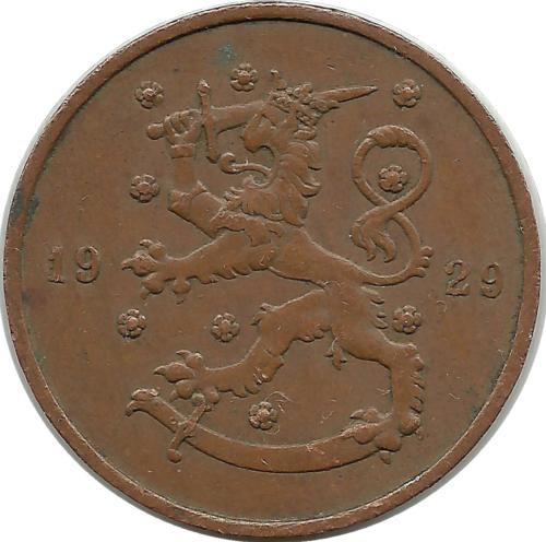 Монета 10 пенни.1929 год, Финляндия.