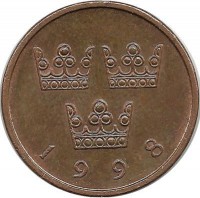 Монета 50 эре. 1998 год, Швеция. (B).