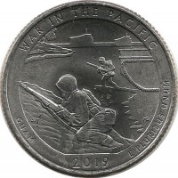 Национальный монумент воинской доблести в Тихом океане (War in the Pacific ). Монета 25 центов (квотер), (D). 2019 год, США. UNC.