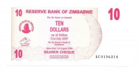 Зимбабве. 10 долларов. 2006 год. UNC.  