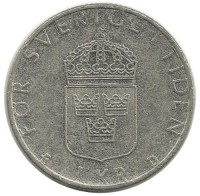 Монета 1 крона. 1992 год, Швеция.