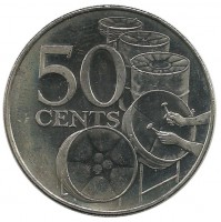 Национальные барабаны. 50 центов, 2003 год, Тринидад и Тобаго. UNC.
