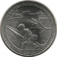 Национальный монумент воинской доблести в Тихом океане (War in the Pacific ). Монета 25 центов (квотер), (P). 2019 год, США. UNC.