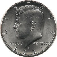 Монета 1/2 доллара. 2021 год,  (D) - Монетный двор Денвер. США. UNC.