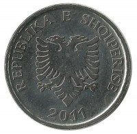 Монета 5 леков. 2011 год, Албания. UNC.