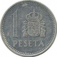 Монета 1 песета, 1983 год.  Испания.