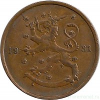 Монета 10 пенни.1931 год, Финляндия.