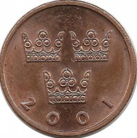 Монета 50 эре. 2001 год, Швеция. (B)