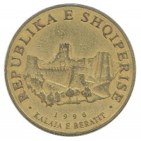 Монета 10 леков. 1996 год, Крепость Берат.  Албания.
