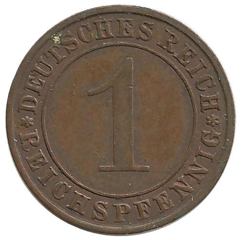 Монета 1 рейхспфенниг. 1936 (А) год, Веймарская республика.