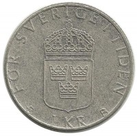 Монета 1 крона. 1997 год, Швеция.