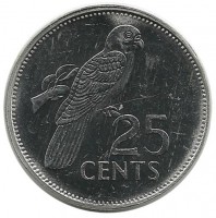 Малый попугай-Ваза. Монета 25 центов. 2007 год,Сейшельские острова. UNC.
