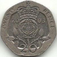 Монета 20 пенсов. 2003 год, Великобритания. 