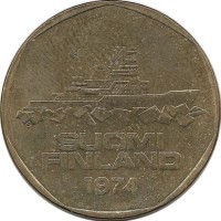 Ледокол Варма. Монета 5 марок. 1974 год, Финляндия.
