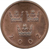 Монета 50 эре. 2002 год, Швеция. (B).