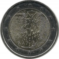 30 лет падению Берлинской стены. Монета 2 евро. 2019 год, Франция. UNC.