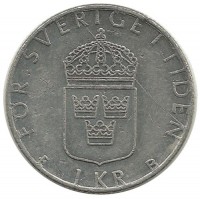 Монета 1 крона. 1998 год, Швеция.