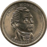 Джеймс Монро (1817-1825). 5-й президент США. Монетный двор (P). 1 доллар, 2008 год, США. 