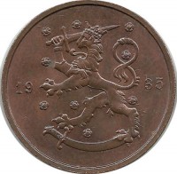Монета 10 пенни.1935 год, Финляндия.