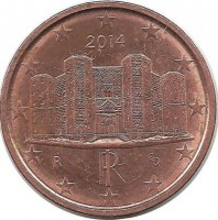 Италия. Монета 1 цент, 2014 год.