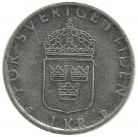 Монета 1 крона. 1999 год, Швеция.