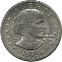 Сьюзен Энтони. Монета 1 доллар, 1979 год, Монетный двор S. США.
