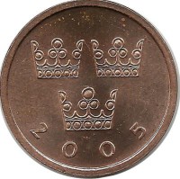 Монета 50 эре. 2005 год, Швеция. (H).