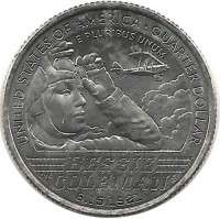 Бесси Колман. Первая чернокожая лётчица США. Монета 25 центов (квотер), (P). 2023 год, США. UNC.