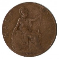 Монета 1/2 пенни 1921 г. Великобритания.