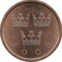 Монета 50 эре. 2008 год, Швеция. (SI).